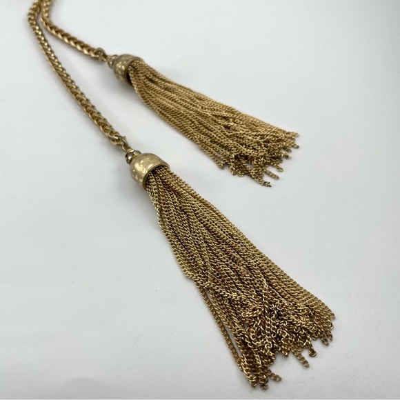 Lilly Pulitzer Gold Belle Tassel Necklace Rope Chain Logo Charm - Picture 6 of 8